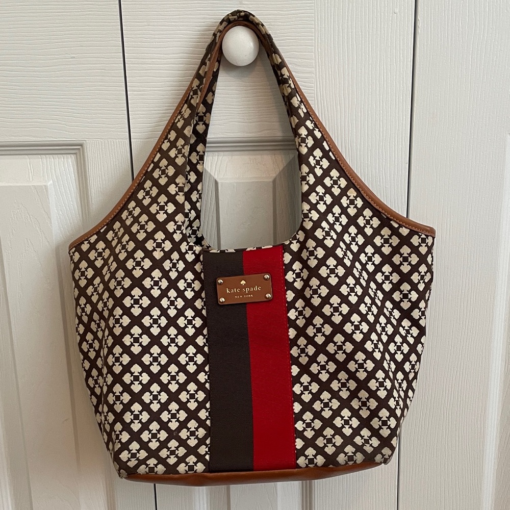 Kate Spade Brown and Red Patterned Tote